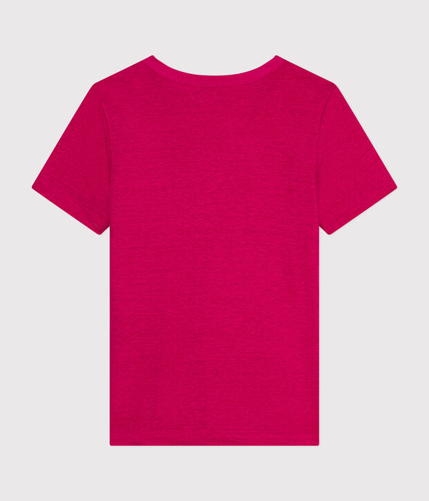 T-shirt L'ICONIQUE in lino da donna rosa