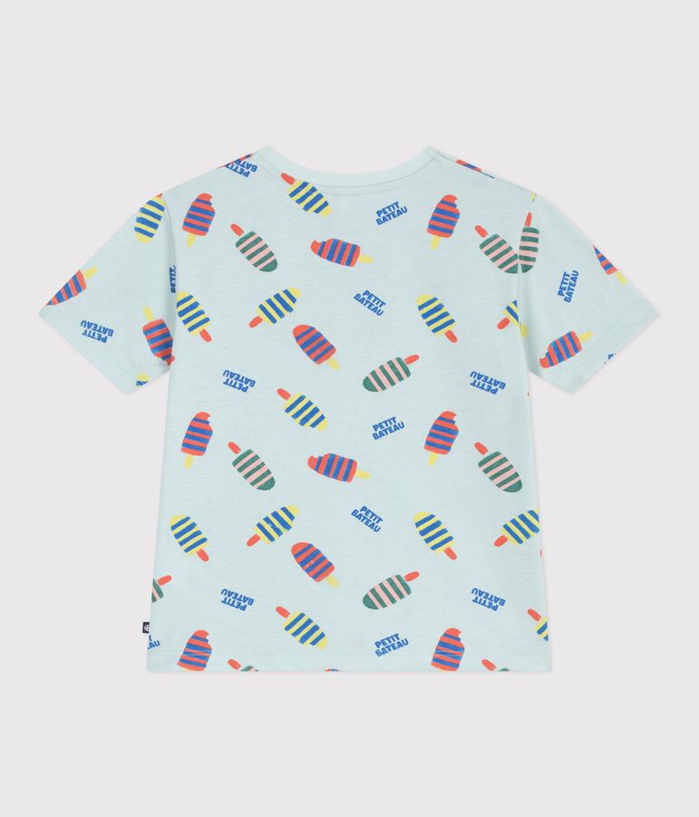 T-shirt a maniche corte in cotone con gabbiani stampati bambino blu/multicolore