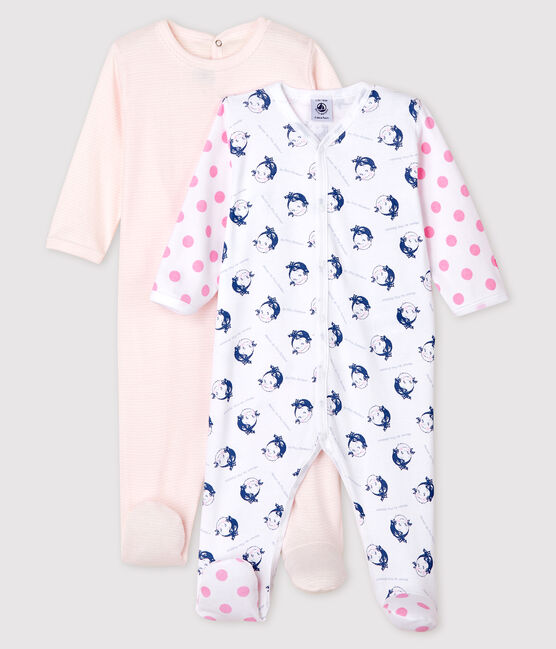 Set di 2 tutine pigiama neonata a costine variante 1