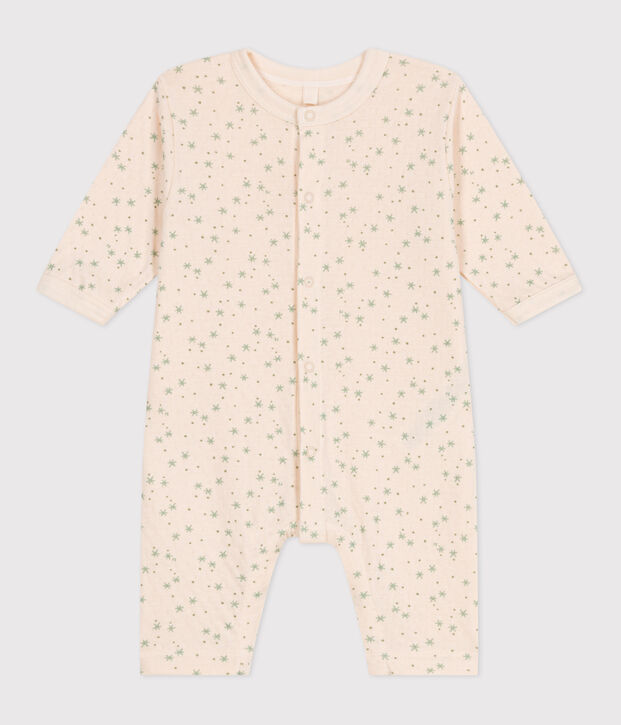 Tutina neonato in cotone con stampa a stelline ecru/multicolore