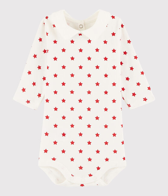 Body manica lunga bebè unisex bianco MARSHMALLOW/rosso TERKUIT
