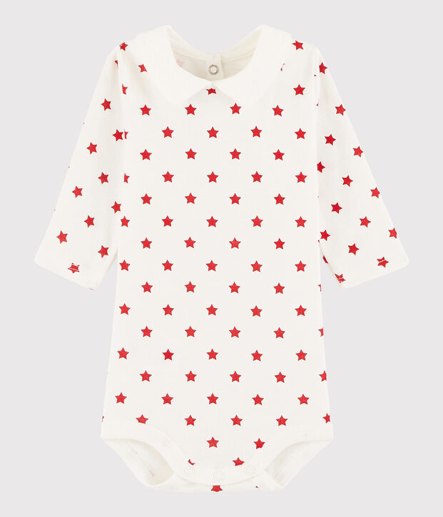 Body manica lunga beb&egrave; unisex bianco/rosso