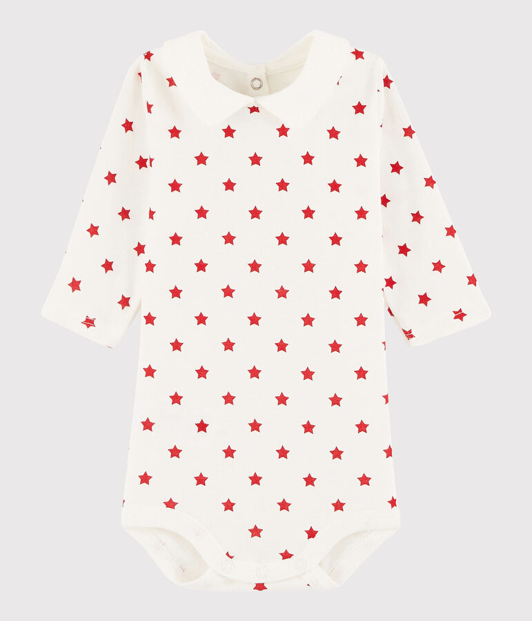 Body manica lunga beb&egrave; unisex bianco/rosso