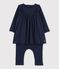 Abito legging in maglia di velluto bebè femmina blu SMOKING