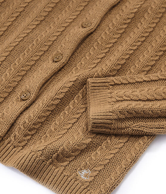 Cardigan in lana e cotone marrone BRINDILLE