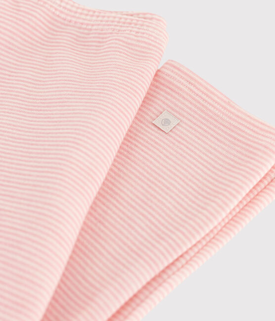 Leggings millerighe in lana e cotone rosa CHARME/bianco MARSHMALLOW