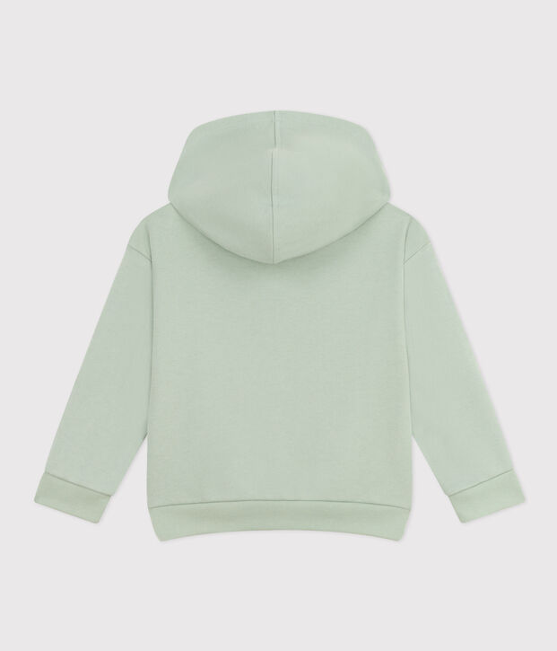 Felpa bambino con cappuccio e cerniera verde