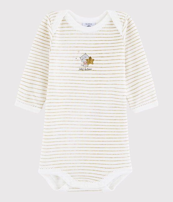 Body manica lunga bebè femmina bianco MARSHMALLOW/giallo OR