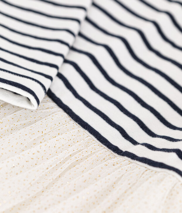 Abito in tubique e tulle bambina bianco/multicolore