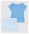 Completo 2 pezzi blu bebè in cotone biologico blu EDNA/ecru MULTICO