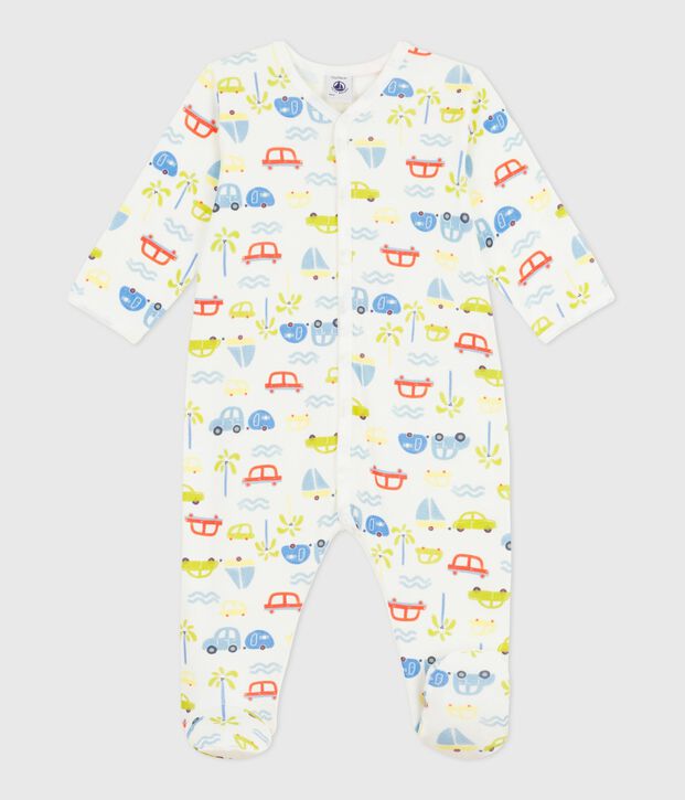 Pigiama in cotone con automobili stampate neonato bianco/multicolore