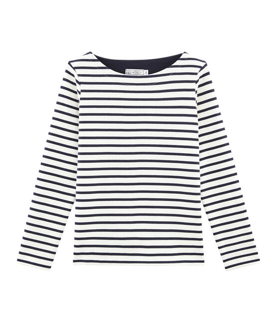Marinière iconica donna beige COQUILLE/blu SMOKING