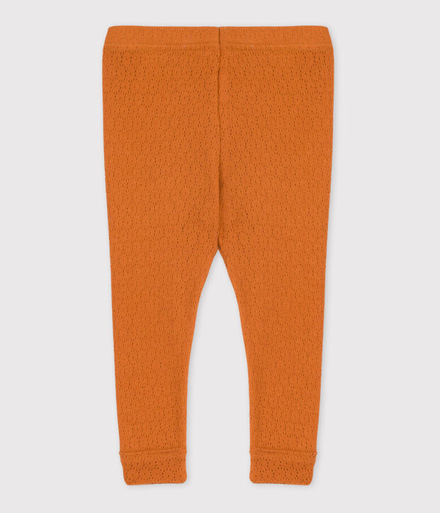 Leggins per beb&egrave; in cotone traforato marrone
