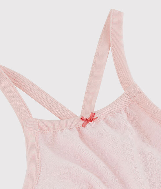 Tuta corta rosa bebè bambina in spugna bouclette di cotone biologico rosa MINOIS