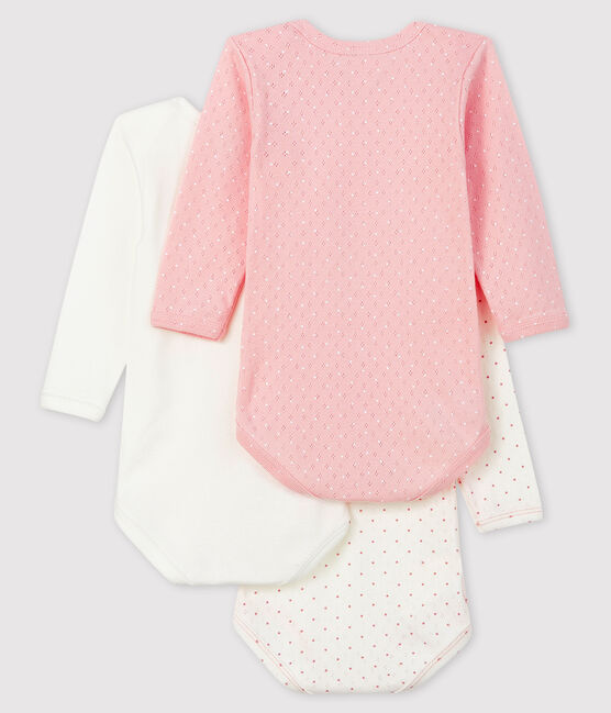 Confezione da 3 body a manica lunga rosa bebè femmina variante 1