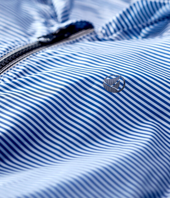 Giacca antivento in poliestere riciclato bambino blu SURF/bianco MARSHMALLOW
