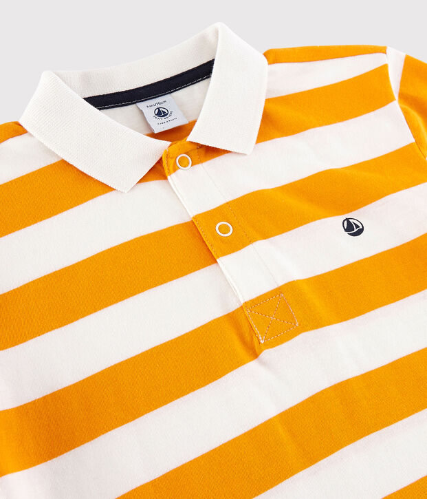 Polo manica corta in jersey bambino giallo/bianco