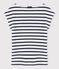 T-shirt donna in lino rigata bianco LAIT/blu SMOKING