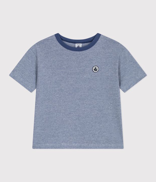T-shirt a maniche corte in cotone a righe bambino blu/bianco