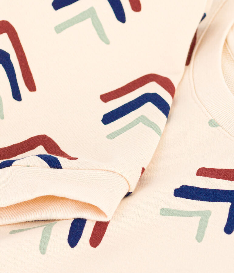 Maglia donna in tessuto felpato ecru/multicolore