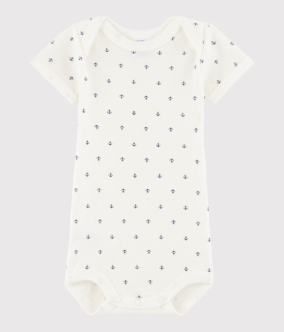 Body manica corta bebè maschietto bianco LAIT/blu MEDIEVAL