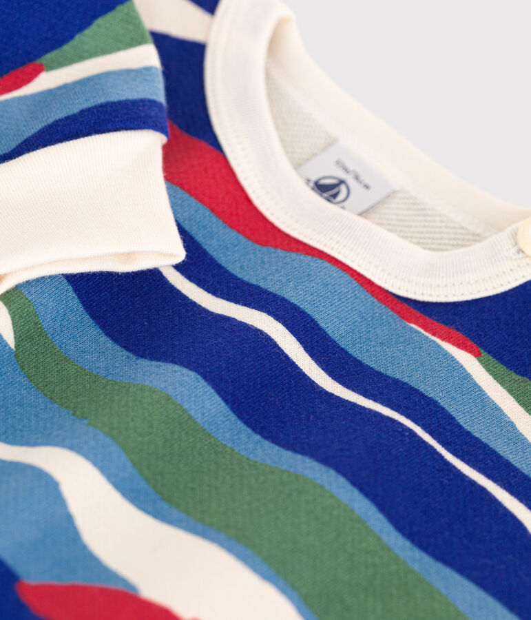 Maglia in tessuto felpato neonato ecru/blu