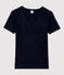 T-shirt L'ICONIQUE scollo a V in cotone donna blu SMOKING