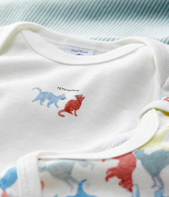 Confezione da 3 body manica lunga gatto colorato bebè in cotone biologico variante 1