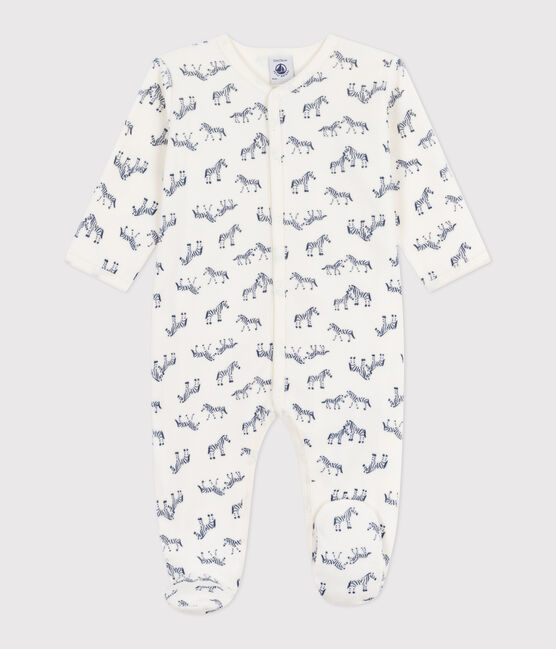 Pigiama in ciniglia con zebra stampata neonato blu MILK/ SOIR