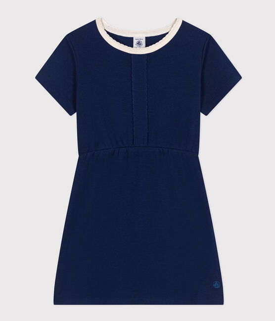 Abito bambina a maniche corte in cotone blu MEDIEVAL