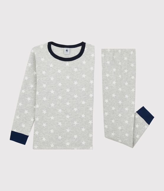 Pigiama bambino fantasia a stelle in cotone grigio BELUGA/bianco MARSHMALLOW