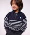 Felpa con mezza cerniera in cotone a righe bambino blu/bianco