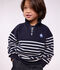 Felpa con mezza cerniera in cotone a righe bambino blu/bianco
