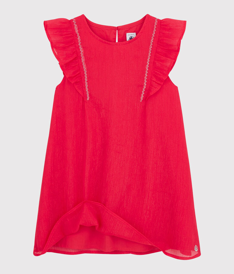 Abito da cerimonia in cr&ecirc;pe bambina rosa