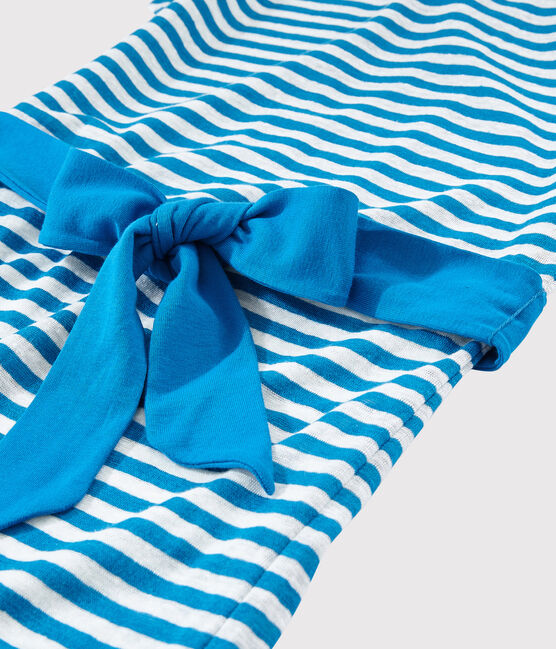 Abito in lino a righe Donna blu MYKONOS/bianco MARSHMALLOW