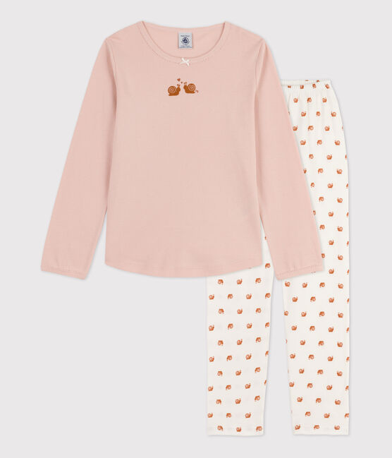 Pigiama bambina in cotone rosa SALINE/bianco MULTICO