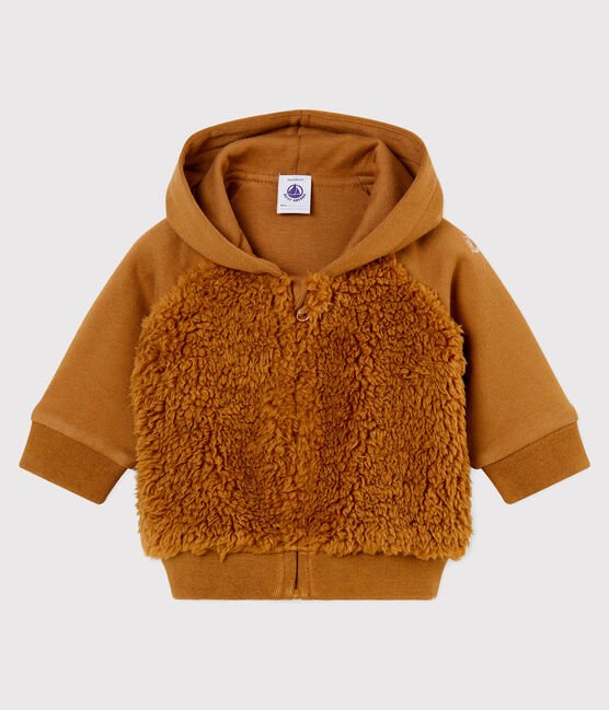 Felpa con cappuccio per bebé maschio in sherpa marrone BRINDILLE