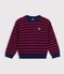 Pullover in misto lana e cotone a righe bambino blu/rosso