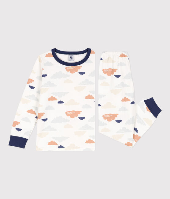 Pigiama in molleton bambino unisex con nuvolette bianco MARSHMALLOW/bianco MULTICO