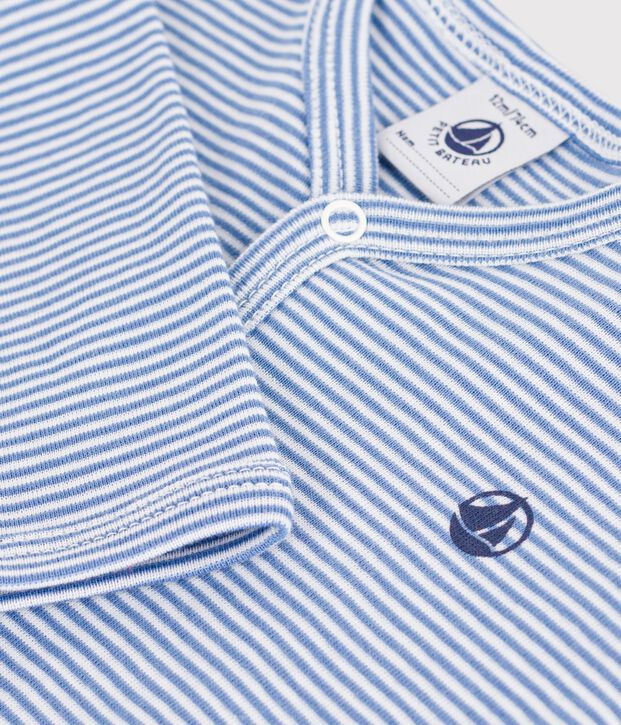 Pigiama in cotone millerighe neonato blu/bianco