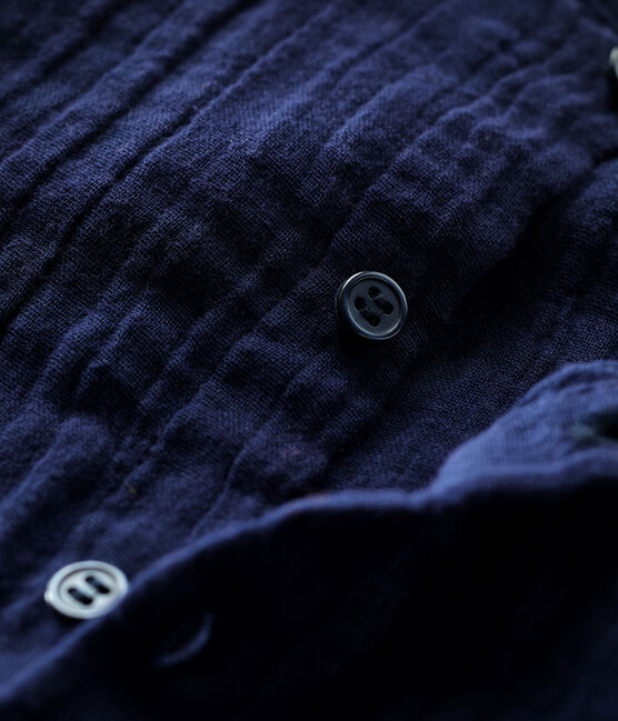Camicia in garza di cotone biologico bebè blu SMOKING