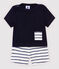 Insieme t-shirt/shorts in cotone lino bebè maschio blu SMOKING/bianco MARSHMALLOW