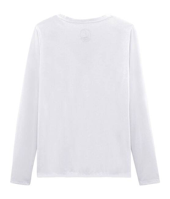 T-shirt maniche lunghe donna in cotone sea island bianco ECUME