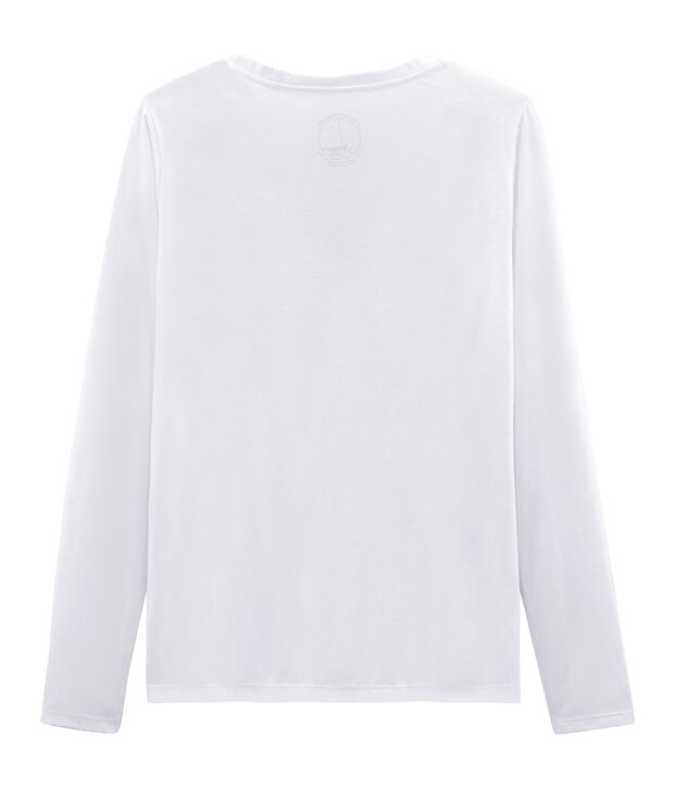 T-shirt maniche lunghe donna in cotone sea island bianco