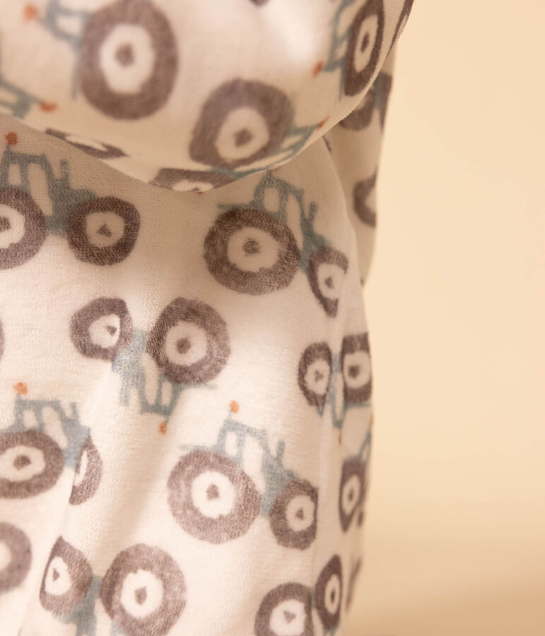 Pigiama beb&egrave; trattori in ciniglia bianco/multicolore