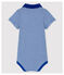 Body collo ricamato in cotone bebè maschio blu SURF/bianco MARSHMALLOW