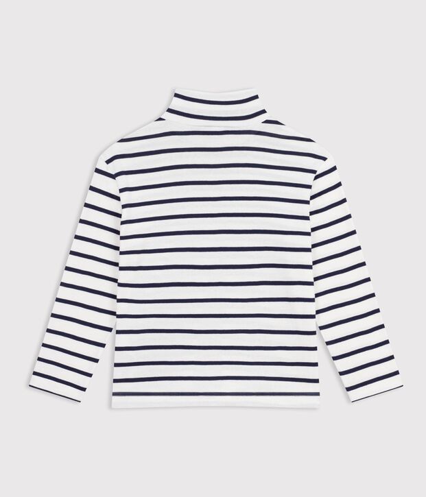 Pullover in cotone a righe bambina bianco/blu