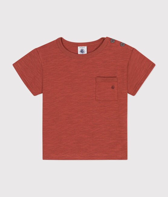 T-shirt bebè a maniche corte in jersey fiammato marrone FAMEUX