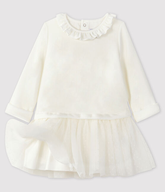Abito a maniche lunghe da bebè femmina bianco MARSHMALLOW