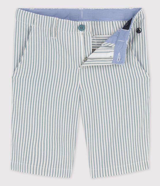 Bermuda in seersucker bambino bianco MARSHMALLOW/blu BRUT